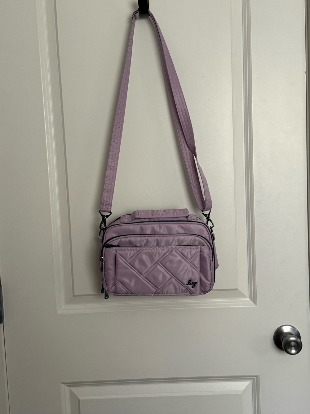 Lug Scoop SE Lavender Quilted Crossbody Organizer Bag Floral Interior
